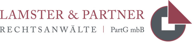 Logo mit dem Schriftzug 'LAMSTER & PARTNER RECHTSANWÄLTE | PartG mbB' und einem stilisierten grafischen Element aus einem Kreis und einem Dreieck
